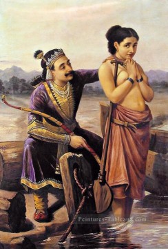 Ravi Varma Shantanu et Satyavati Peinture à l'huile